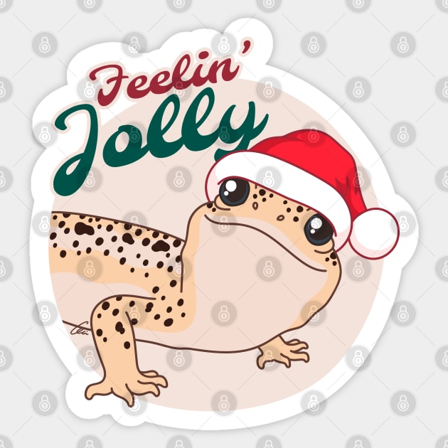 Mack Snow Leopard Gecko, Christmas Edition! Feelin Jolly! Sticker Sticker by anacecilia